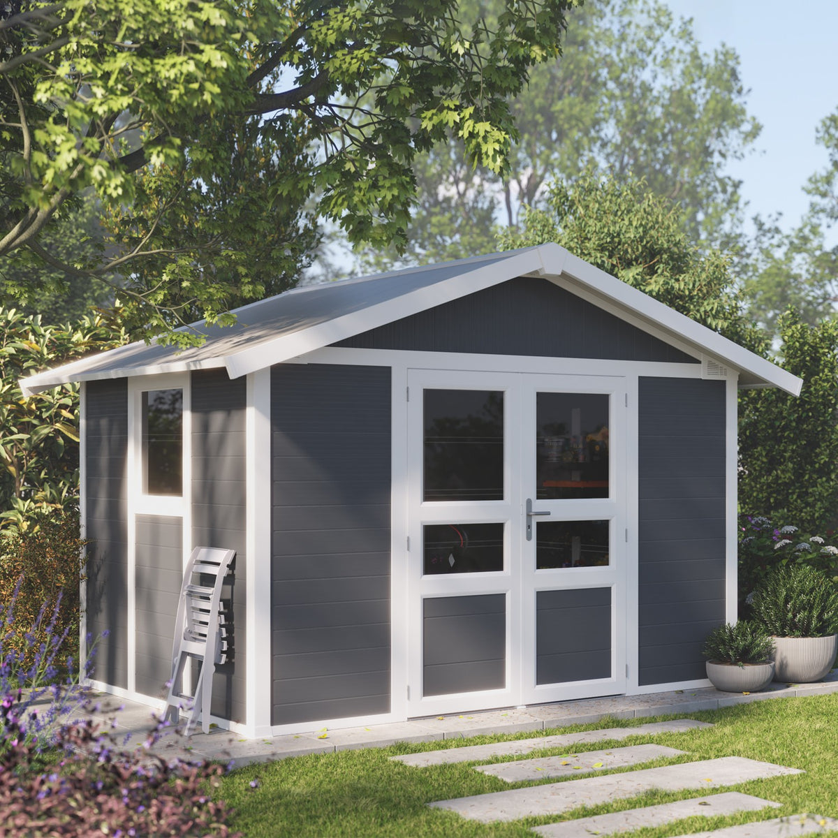 Abri de jardin 7,5 m² Gris foncé Basic Home