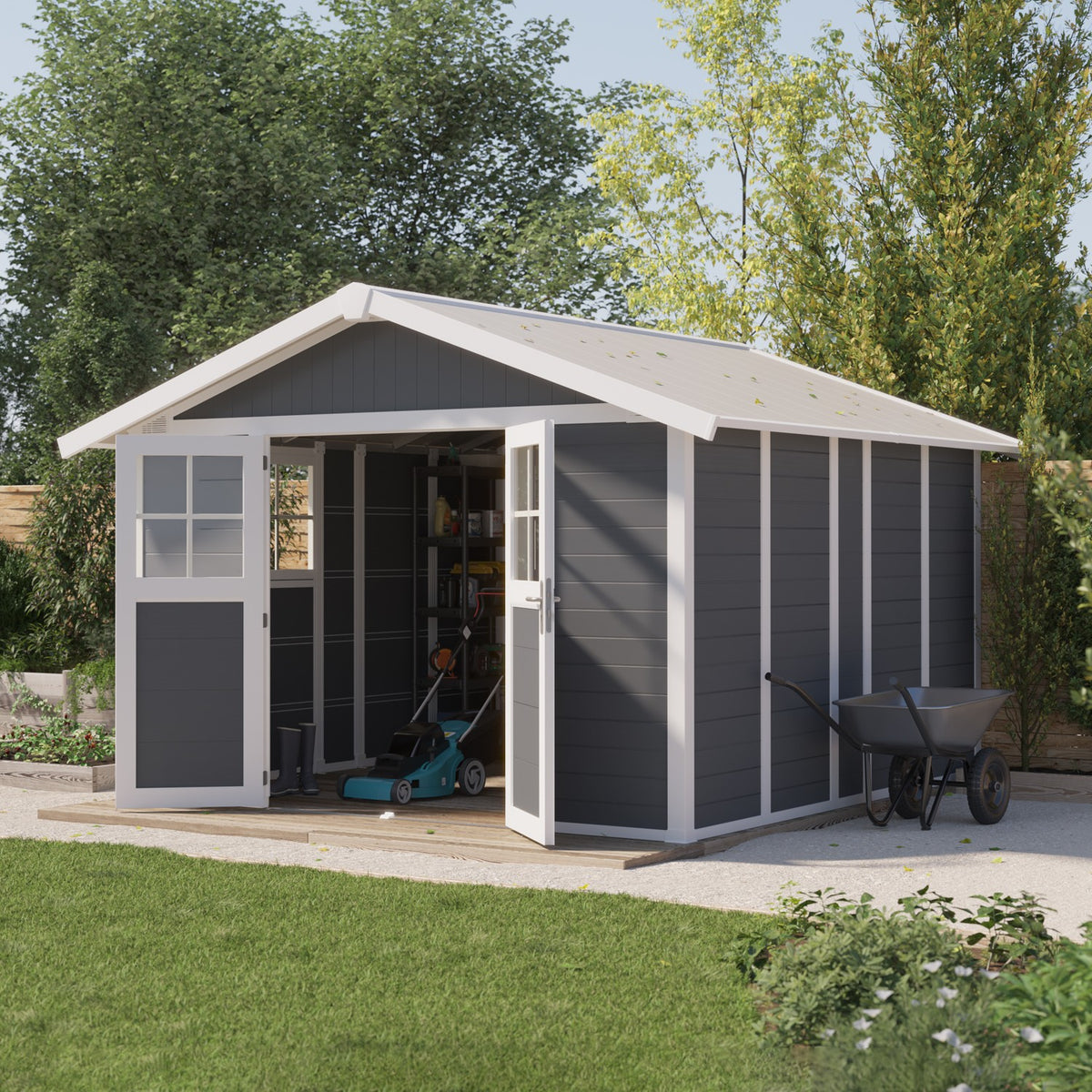 Abri de jardin 11 m² gris foncé Déco