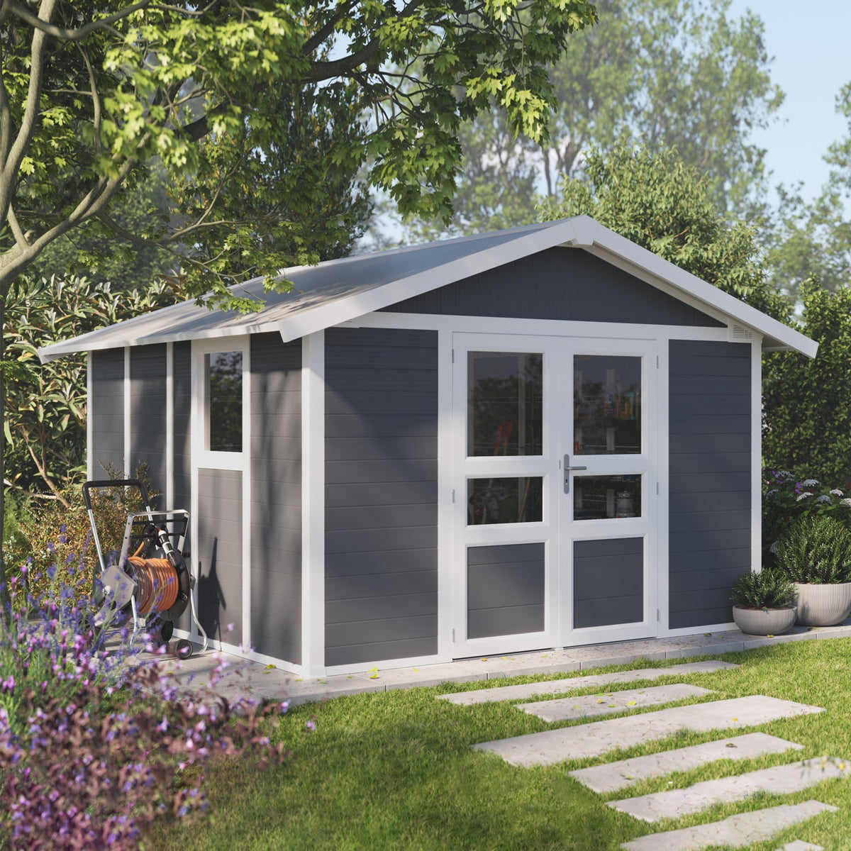 Abri de jardin 11 m² Gris foncé Basic Home