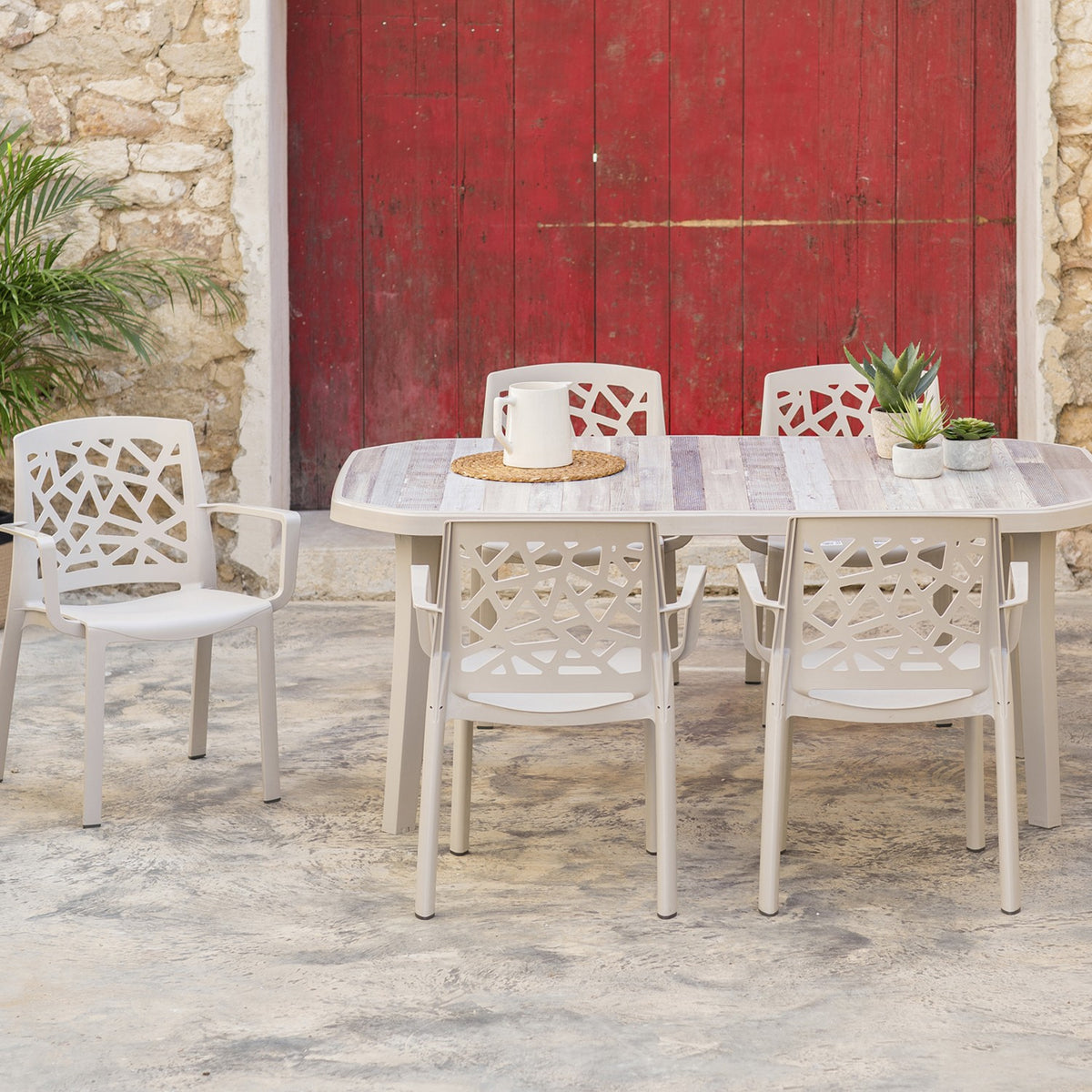 Table de jardin rectangulaire Patchwork clair 165 x100 cm