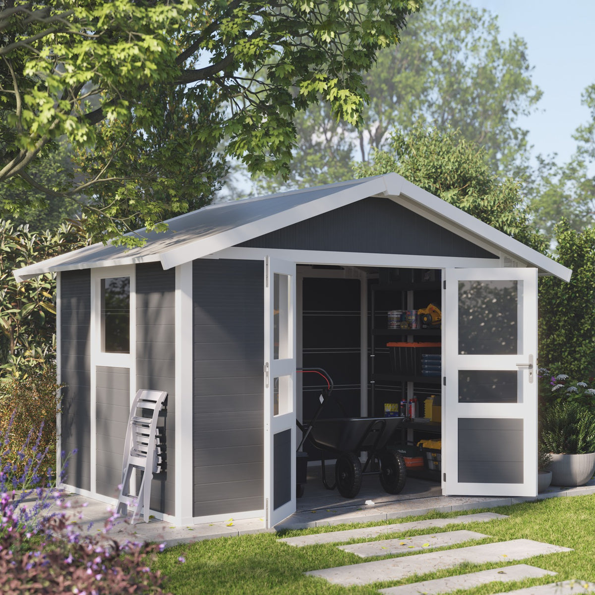 Abri de jardin 7,5 m² Gris foncé Basic Home