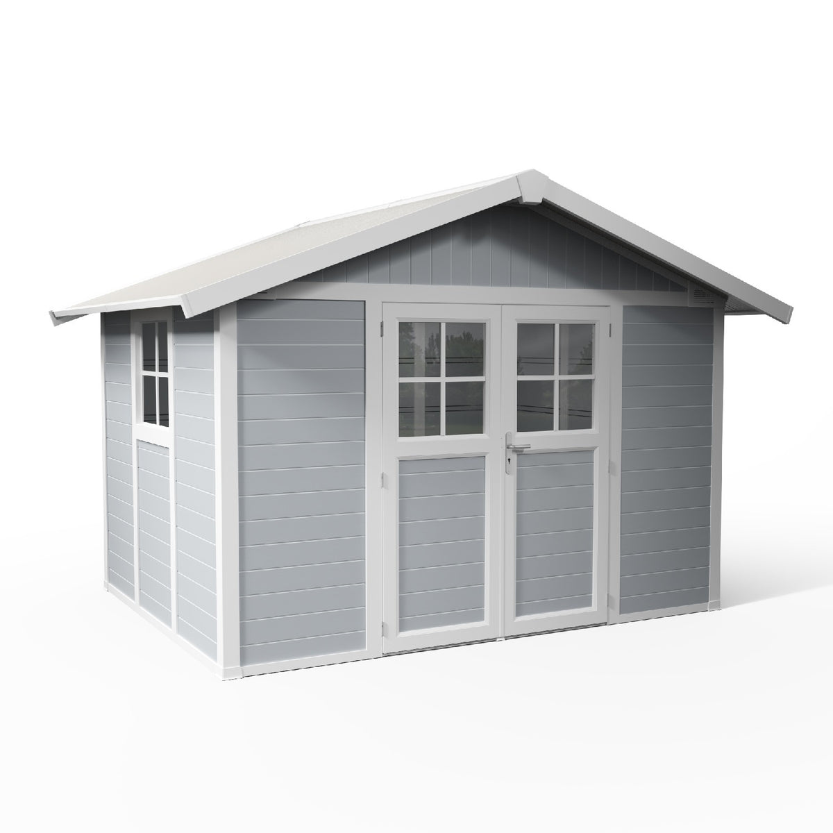 Abri de jardin 7,5 m² gris clair Déco