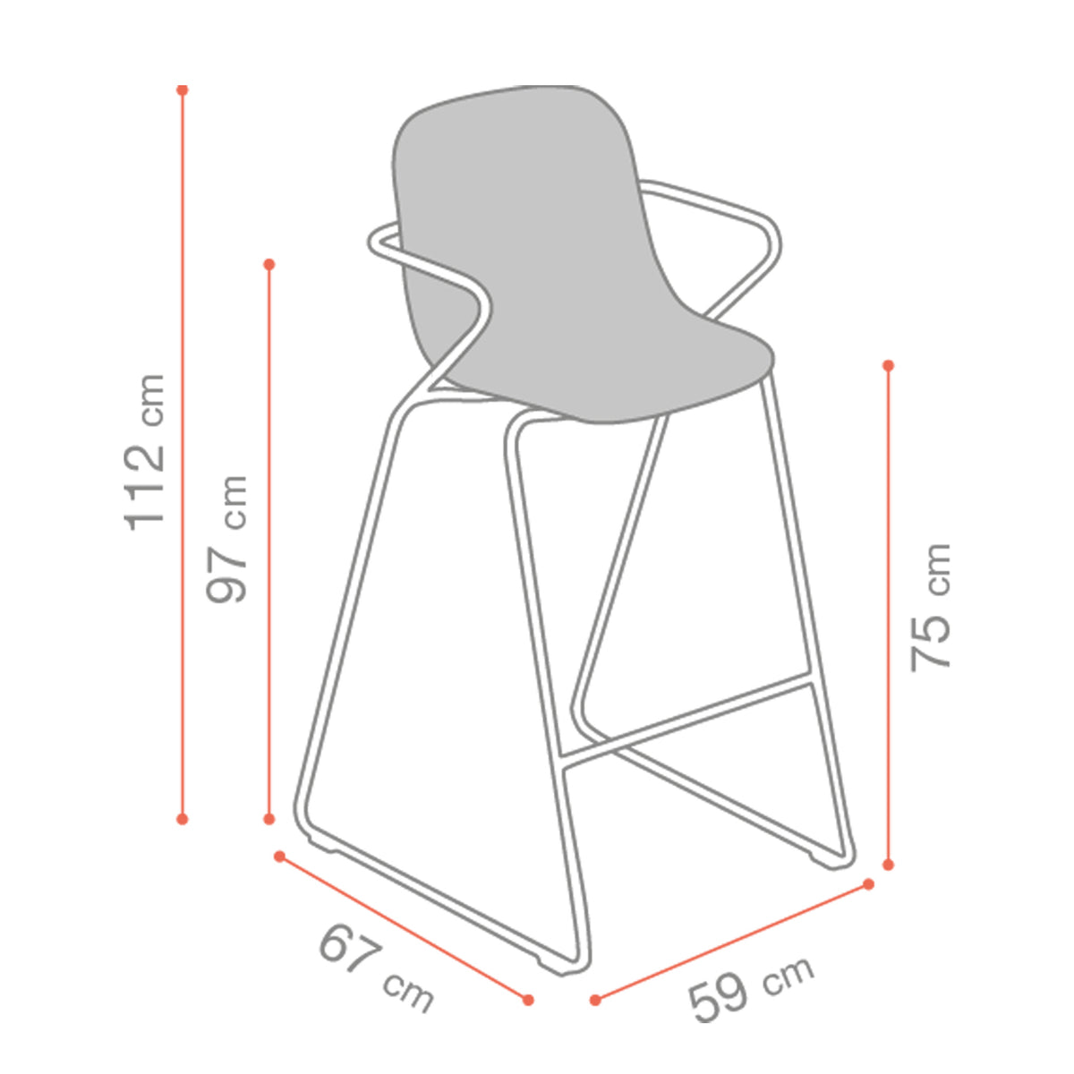 Chaise haute de bar Ramatuelle 73'